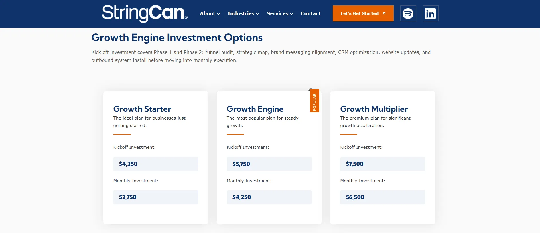 Growth Engine Investment Options