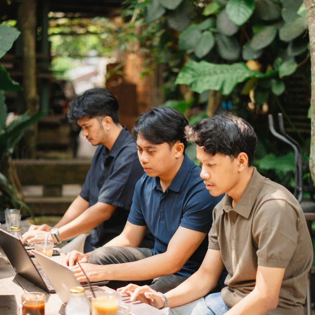 Wawai's dev crew collaborating outdoors in Indonesia